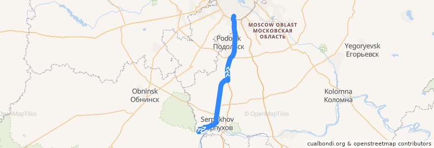 Mapa del recorrido Автобус 363: Протвино - Метро "Лесопарковая" de la línea  en Московская область.