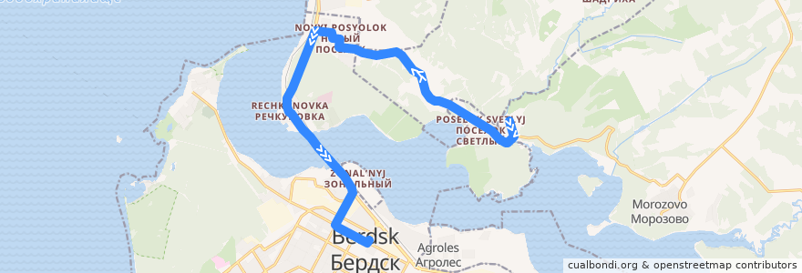 Mapa del recorrido Маршрутное такси 19: поселок Светлый – Горького de la línea  en استان نووسیبیرسک.
