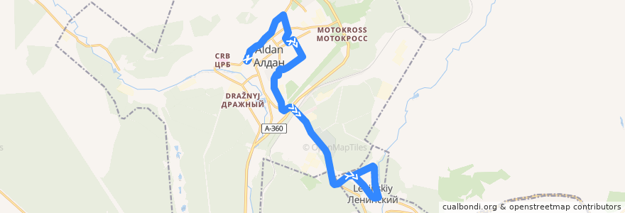 Mapa del recorrido Алдан-Ленинский de la línea  en Aldansky Ulus.