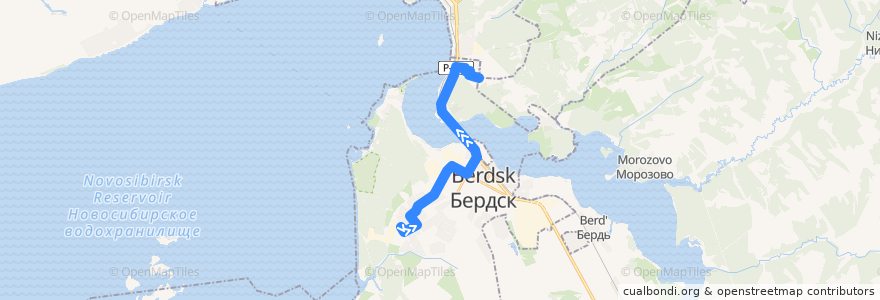 Mapa del recorrido Автобус 9: Черёмушная – Посёлок Новый de la línea  en ベルツク管区.