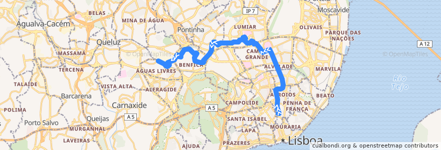 Mapa del recorrido Bus 767: Campo dos Mártires da Pátria → Reboleira (Metro) de la línea  en لشبونة.