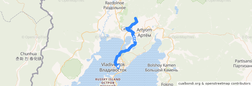Mapa del recorrido Автобус 103: Луговая - 10-й км de la línea  en Приморский край.