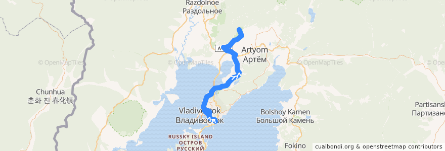 Mapa del recorrido Автобус 104: бухта Тихая - 10-й км de la línea  en Приморский край.