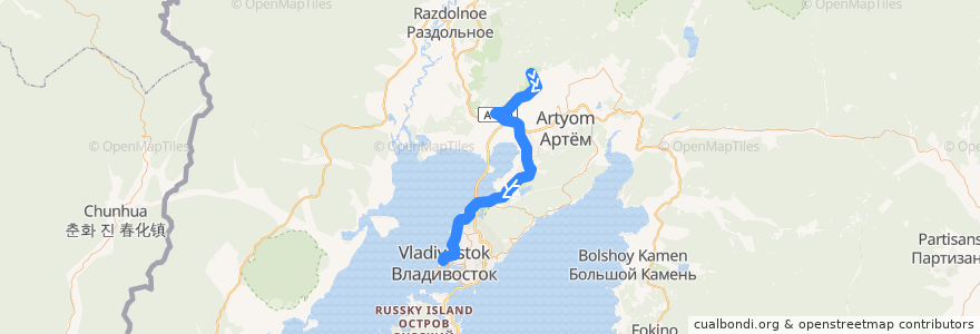Mapa del recorrido Автобус 105: 10-й км - Семёновская de la línea  en Приморский край.