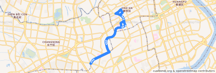 Mapa del recorrido 113路 de la línea  en شانغهاي.