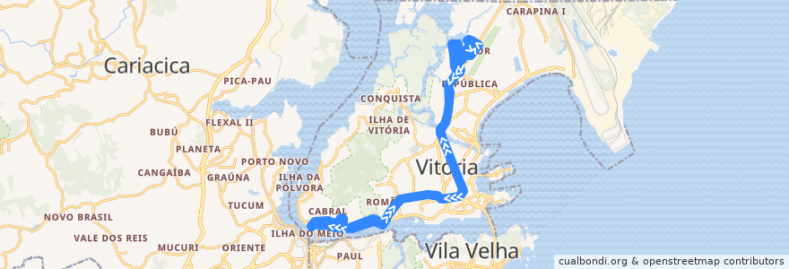 Mapa del recorrido 0122 Aeroporto / Rodoviária via Av. Vitória de la línea  en ヴィトーリア.