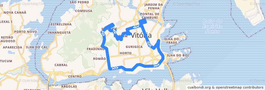 Mapa del recorrido 073S Tabuazeiro / Shopping Vitória via Jucutuquara de la línea  en فيتوريا.