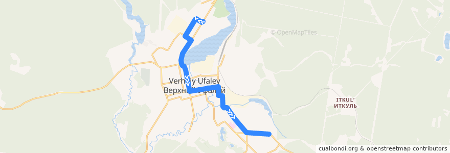 Mapa del recorrido Маршрутное такси №4: Спартака — Распопина de la línea  en Verkhny Ufaley.