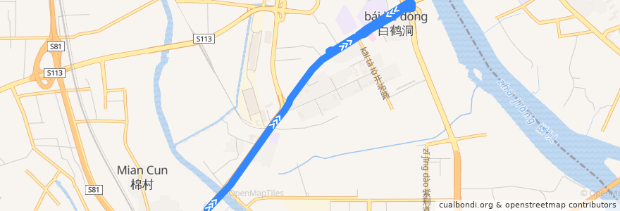 Mapa del recorrido 410路(地铁菊树站-鹤洞总站) de la línea  en 茘湾区.