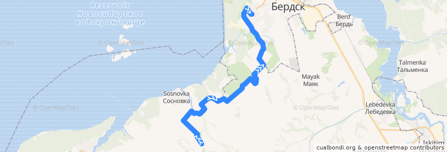 Mapa del recorrido Автобус 24: с/о «Сосновка» – Торговый центр de la línea  en 노보시비르스크 주.
