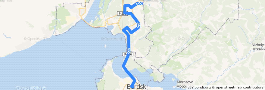Mapa del recorrido Автобус 109: ГДК – Котельная de la línea  en Oblast' di Novosibirsk.