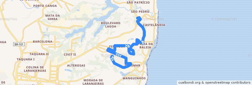 Mapa del recorrido 885 Vila Nova de Colares / T. Jacaraipe via Feu Rosa de la línea  en セラ.
