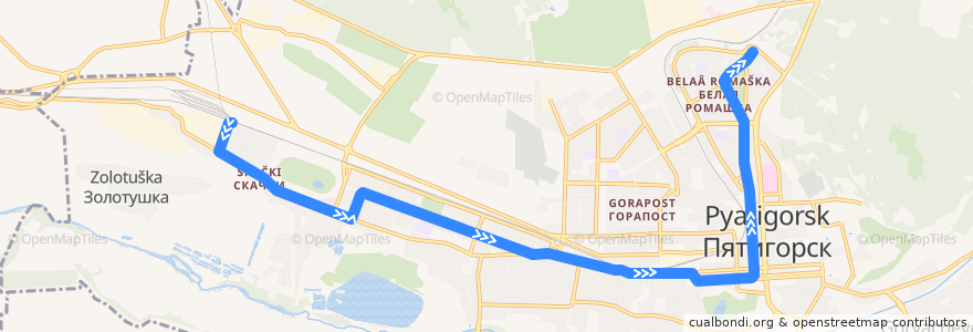 Mapa del recorrido Пятый переулок - Белая ромашка de la línea  en городской округ Пятигорск.