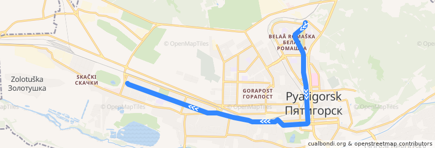 Mapa del recorrido Белая ромашка - Скачки de la línea  en Pyatigorsk.