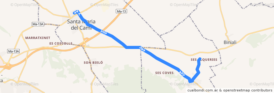 Mapa del recorrido Bus 311: Santa Maria → Santa Eugènia de la línea  en Балеарские острова.