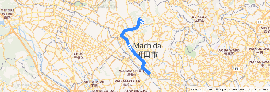 Mapa del recorrido 町田45系統 de la línea  en Machida.