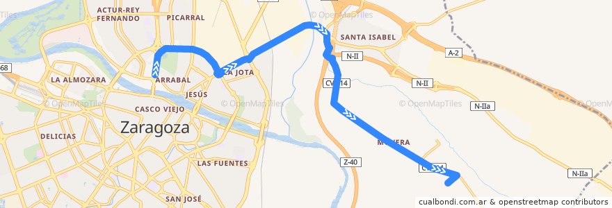 Mapa del recorrido Bus 201: Zaragoza => Movera de la línea  en سرقسطة.