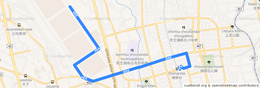Mapa del recorrido 湘14 いすゞ南門 de la línea  en Fujisawa.