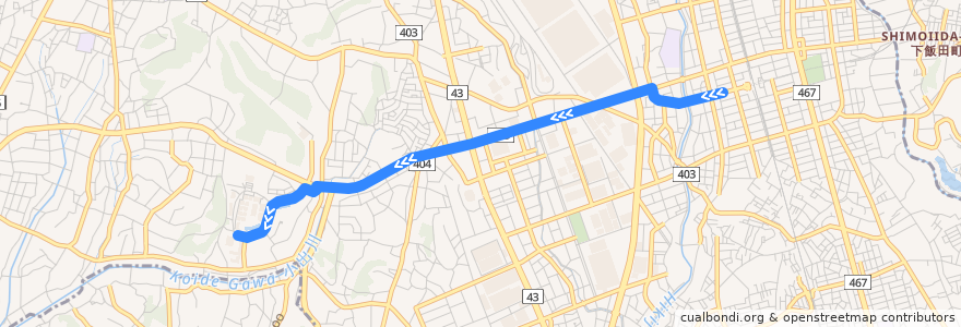 Mapa del recorrido 湘23 遠藤経由 慶応中高等部前行き de la línea  en 藤沢市.