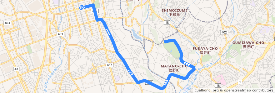 Mapa del recorrido 湘27 亀井野経由 ドリームハイツ行 de la línea  en Канагава.
