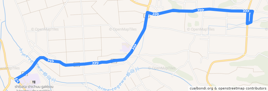 Mapa del recorrido 川東コミュニティバス（三光方面） de la línea  en 新發田市.