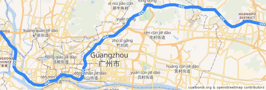 Mapa del recorrido 广州地铁6号线（香雪→浔峰岗） de la línea  en Cantón.