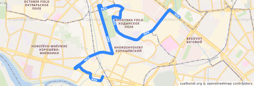 Mapa del recorrido Автобус 818: Метро «Динамо» => Силикатный завод de la línea  en Moskau.