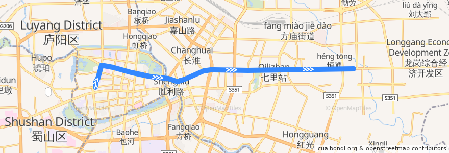 Mapa del recorrido 2路 de la línea  en Hefei.