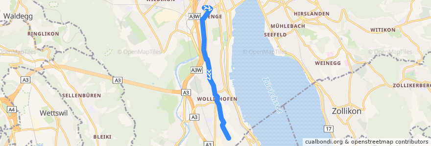 Mapa del recorrido Bus 66: Zürich, Kantonsschule Enge → Neubühl de la línea  en Zúrich.