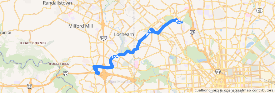 Mapa del recorrido LocalLink 31: Security Square de la línea  en Maryland.
