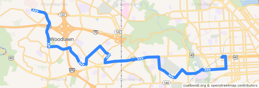 Mapa del recorrido LocalLink 78: West Baltimore de la línea  en Maryland.