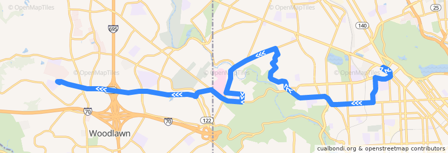 Mapa del recorrido LocalLink 79: CMS de la línea  en 메릴랜드.