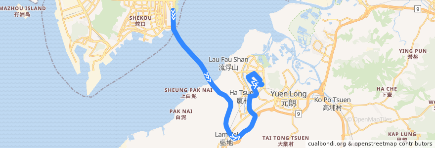 Mapa del recorrido 嶼巴B2P線 New Lantao Bus B2P (深圳灣口岸 Shenzhen Bay Port → 天慈 Tin Tsz) de la línea  en 香港 Hong Kong.