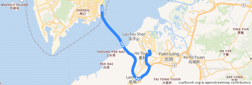 Mapa del recorrido 嶼巴B2X線 New Lantao Bus B2X (深圳灣口岸 Shenzhen Bay Port → 天耀 Tin Yiu) de la línea  en 香港 Hong Kong.