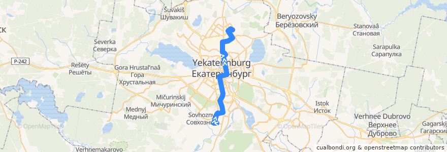 Mapa del recorrido Трамвай 14. Керамическая - Эльмаш de la línea  en городской округ Екатеринбург.