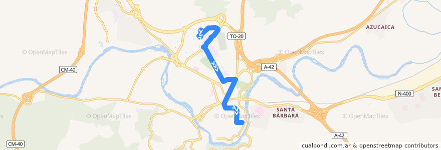 Mapa del recorrido Línea 41: Av. Irlanda → Zocodover de la línea  en Toledo.