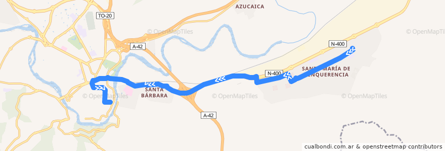 Mapa del recorrido Línea 61: Santa María de Benquerancia (Centro) → Zocodover de la línea  en Tolède.
