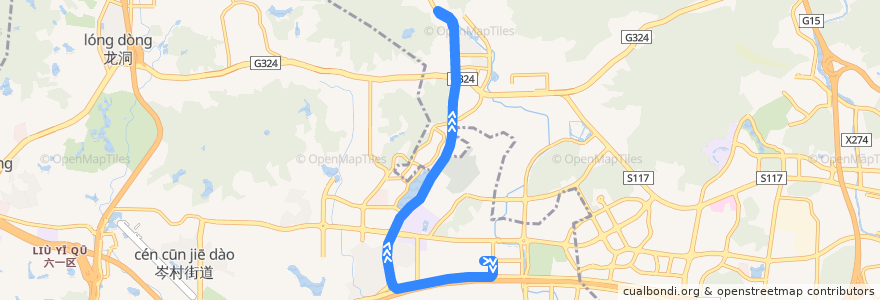 Mapa del recorrido 452路(科学城彩频路总站-联和墟总站) de la línea  en 广州市.