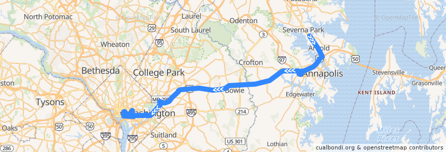 Mapa del recorrido Commuter Bus 230: Washington, D.C. (from Severna Park) de la línea  en Estados Unidos da América.