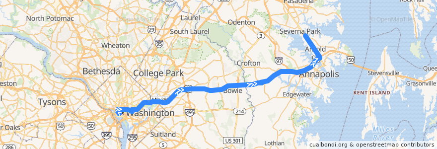 Mapa del recorrido Commuter Bus 260: Severna Park de la línea  en 메릴랜드.