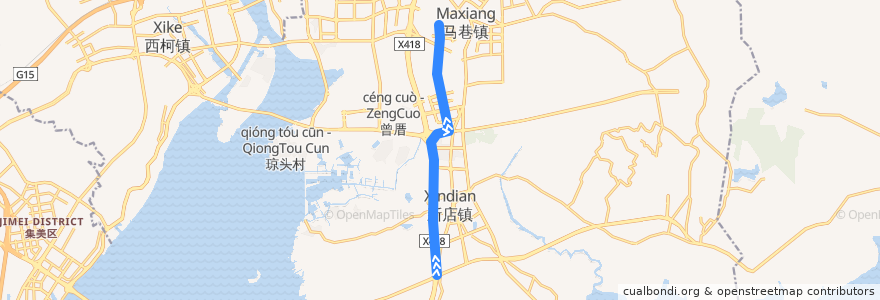 Mapa del recorrido bus 653 de la línea  en Fujian.