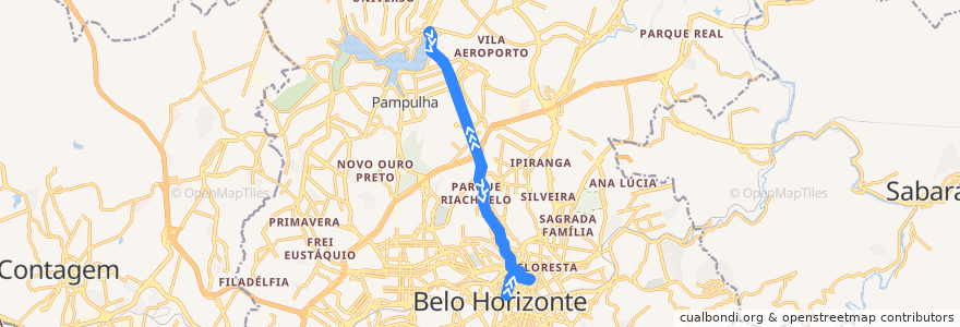 Mapa del recorrido 50: Estação Pampulha <=> Centro (direta) de la línea  en ベロオリゾンテ.