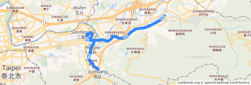 Mapa del recorrido 新北市 823 舊莊-汐止 (往舊莊) de la línea  en Новый Тайбэй.