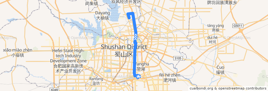 Mapa del recorrido 4路 de la línea  en 合肥市.