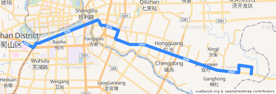 Mapa del recorrido 6路 de la línea  en Hefei.