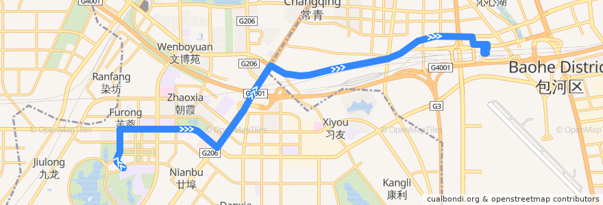 Mapa del recorrido T7路 de la línea  en خفي.