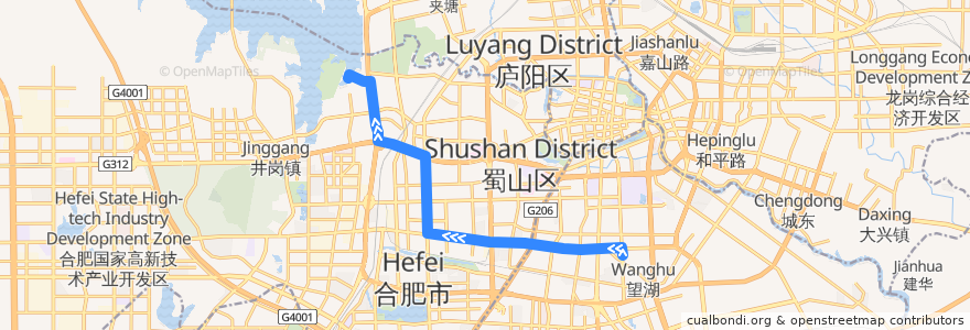 Mapa del recorrido 8路 de la línea  en خفي.