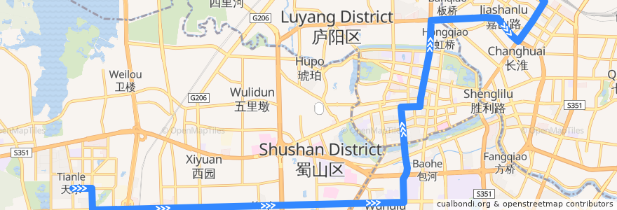 Mapa del recorrido 10路 de la línea  en Hefei.
