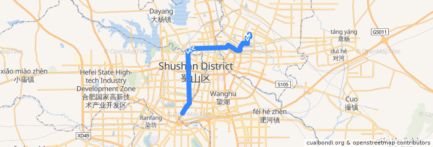 Mapa del recorrido 12路 de la línea  en Hefei.