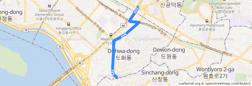Mapa del recorrido 마포02 de la línea  en سول.